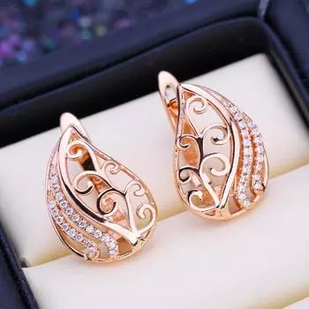 FEEYOO серьги-клипсы цвета розового золота, модные серьги для женщин, серьги-гвоздики с кубическим цирконием, ювелирные изделия A