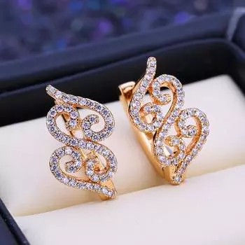 FEEYOO серьги-клипсы цвета розового золота, модные серьги для женщин, серьги-гвоздики с кубическим цирконием, ювелирные изделия A