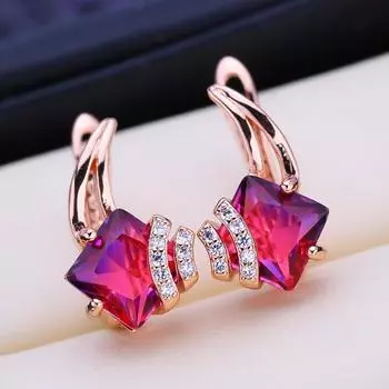 FEEYOO серьги-клипсы цвета розового золота, модные серьги для женщин, серьги-гвоздики с кубическим цирконием, ювелирные изделия A