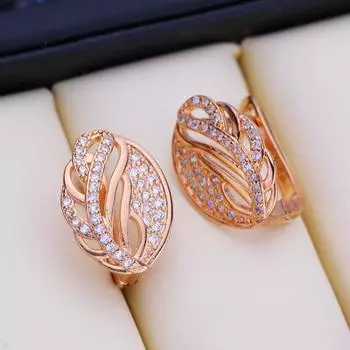 FEEYOO серьги-клипсы цвета розового золота, модные серьги для женщин, серьги-гвоздики с кубическим цирконием, ювелирные изделия A