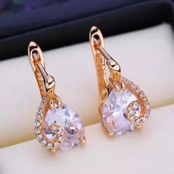 FEEYOO серьги-клипсы цвета розового золота, модные серьги для женщин, серьги-гвоздики с кубическим цирконием, ювелирные изделия A