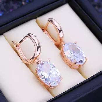 FEEYOO серьги-клипсы цвета розового золота, модные серьги для женщин, серьги-гвоздики с кубическим цирконием, ювелирные изделия A