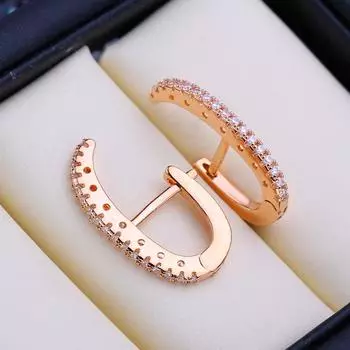 FEEYOO серьги-клипсы цвета розового золота, модные серьги для женщин, серьги-гвоздики с кубическим цирконием, ювелирные изделия A