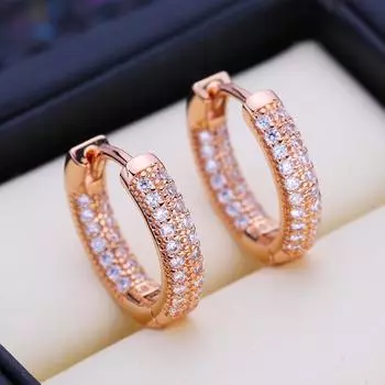 FEEYOO серьги-клипсы цвета розового золота, модные серьги для женщин, серьги-гвоздики с кубическим цирконием, ювелирные изделия A