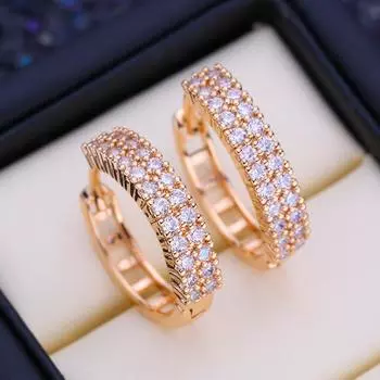 FEEYOO серьги-клипсы цвета розового золота, модные серьги для женщин, серьги-гвоздики с кубическим цирконием, ювелирные изделия A