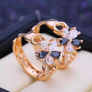 FEEYOO серьги-клипсы цвета розового золота, модные серьги для женщин, серьги-гвоздики с кубическим цирконием, ювелирные изделия A