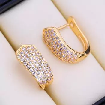 FEEYOO серьги-клипсы цвета розового золота, модные серьги для женщин, серьги-гвоздики с кубическим цирконием, ювелирные изделия A