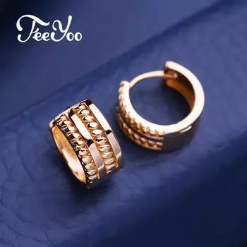 FEEYOO серьги-клипсы цвета розового золота, модные серьги для женщин, серьги-кольца, ювелирные изделия A