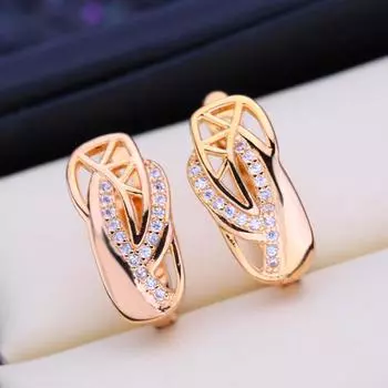 FEEYOO серьги-клипсы цвета розового золота, модные серьги для женщин, серьги-гвоздики с кубическим цирконием, ювелирные изделия A