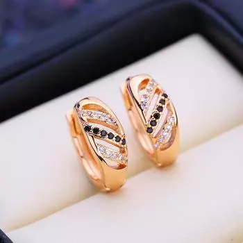 FEEYOO серьги-клипсы цвета розового золота, модные серьги для женщин, серьги-гвоздики с кубическим цирконием, ювелирные изделия A