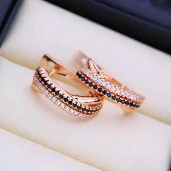 FEEYOO серьги-клипсы цвета розового золота, модные серьги для женщин, серьги-гвоздики с кубическим цирконием, ювелирные изделия A