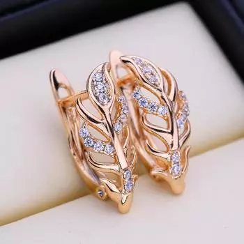 FEEYOO серьги-клипсы цвета розового золота, модные серьги для женщин, серьги-гвоздики с кубическим цирконием, ювелирные изделия A