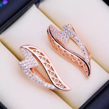 FEEYOO серьги-клипсы цвета розового золота, модные серьги для женщин, серьги-гвоздики с кубическим цирконием, ювелирные изделия A