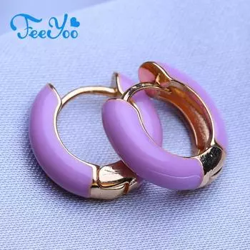 FEEYOO серьги-кольца для женщин и девочек, модные серьги золотого цвета, модные круглые серьги, ювелирные изделия, подарок розовый
