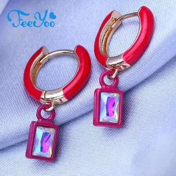 FEEYOO серьги-кольца для женщин и девочек, модные серьги золотого цвета, модные круглые серьги, ювелирные изделия, подарок синий