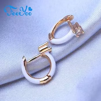 FEEYOO серьги-кольца для женщин и девочек, модные серьги золотого цвета, модные круглые серьги, ювелирные изделия, подарок белый