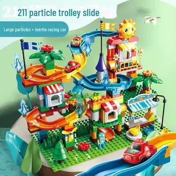 Feile Large Particle Building Blocks - Детская развивающая игрушка для самостоятельной сборки для мальчиков и девочек 211 Piece Jungle Racer Blocks (no base plate)