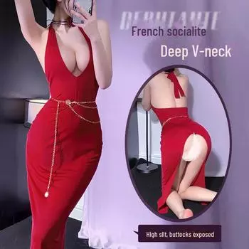 Feimu French Deep V Back-Revealing Нижнее белье Платье 6247 - Сексуальный, Легко Снимаемый Костюм (20-Упаковка) One Size