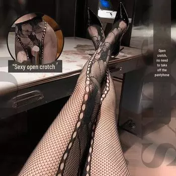 Чулки Feimu Millennium Rose Jacquard Open-Crotch Black - Сексуальное нижнее белье, 50 шт. в упаковке One Size