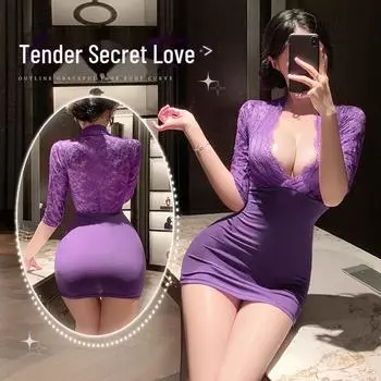 Feimu Сексуальная кружевная юбка-секретарша с глубоким V-образным вырезом - комплект нижнего белья больших размеров (20-Упаковка) 6757