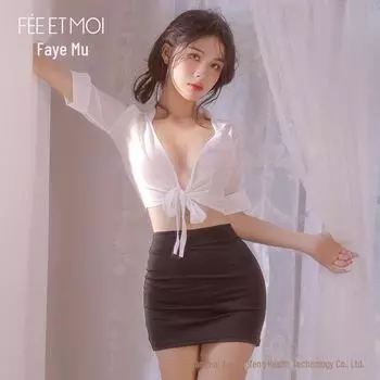 Feimu Сексуальное Секретарское Белье: Прозрачная юбка на бедрах Профессиональный костюм One Size