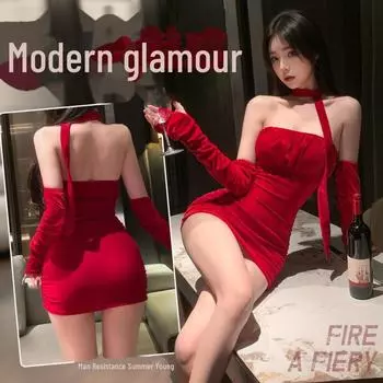 Юбка без бретелек Feimu Sweet & Spicy Velvet - Ярко-красное соблазнительное нижнее белье 6155 One Size (recommended for 40-60 kg)