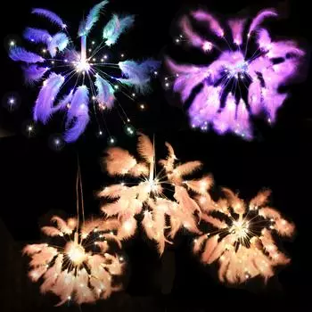 Фейерверки 100 светодиодных гирлянд с перьями и звездочками, подвесной декор с дистанционным управлением USB теплый белый
