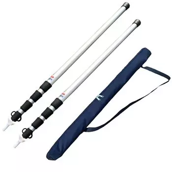FEJU Aluminum Tent Pole Tarp Pole Telescoping Sliding One Touch No Assembly Required Set of 2 with Storage Silver Set of 0.9m-2.8m (2.8m 2)