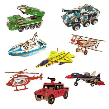 Felimoa Деревянный 3D-пазл 3D Craft Kit Модель транспортного средства для мальчиков Набор из 8 штук