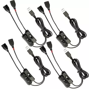 Felimoa USB-кабель-ответвление с выключателем, удлинительный кабель с 2 ответвлениями, примерно 1 м, комплект из 4 шт.