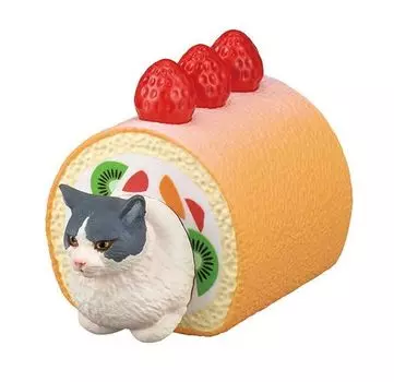 Felissimo Neko Club Sweets Cat Подушка Фигурка 2 Рулон Торт Gacha Игрушка-капсула Gacha [4. (Хачиваре)] (Отдельный предмет)