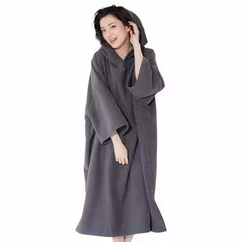 FELLOW Пончо-полотенце для переодевания, Взрослый, Микрофибра, Влаговпитывающее, Быстросохнущее, Угольный, Один размер подходит всем