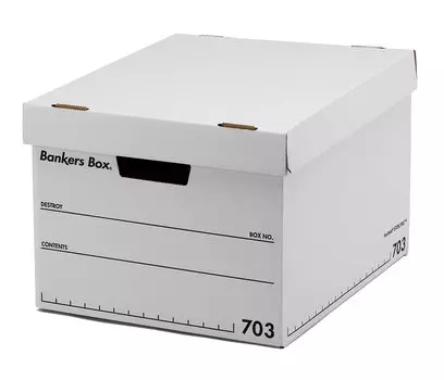 Fellows Bankers Box 703S 3 Pieces Set of 1 Storage Box M Size Lid Type 1005901 White/Black