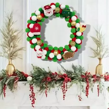 Felt Ball Christmas Wreath Soft Felt Ball Door Wreach Holiday Wreath with Felt Balls Stylish Artificial Indoor and Outdoor CHINA
