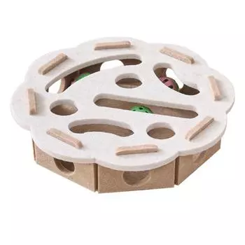 Felt Cat Exercise Toy Funny Cat Teasing Box Kitten Exercise Toys Pet Puzzle Track Toy Indoor Game Round White