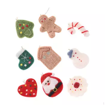 Felt Fabric Christmas Pendants 9Pcs Decorative Accessories Xmas Tree Decoration Hanging Ornament for