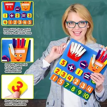 Felt Learning Board Children Educational DIY Toy Addition Subtraction Finger Arithmetic Teaching Enlightenment Board синий