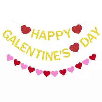 Felt Love Pull Flag Valentine s Day Decorations Practical Party Flags Hanging Paper Banners Creative 300CM