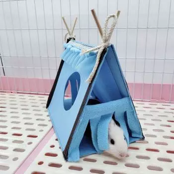 Felt Rabbit Hidden Tent Foldable Hamster Nest Corner Hideaway Rabbit Tent House Chinchilla синий