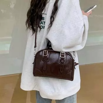 Female All-in-one Autumn and Winter Niche Retro Black Hand Bag All-in-one Shoulder Bag Crossbody Bag чёрный