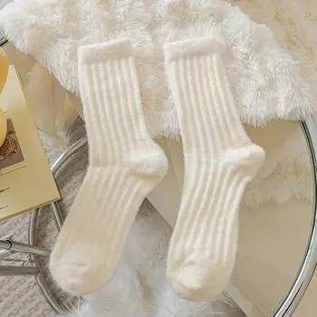 Female Autumn and Winter Add Velvet and Thick Warm Floor Sleep Tube Socks 1 pair