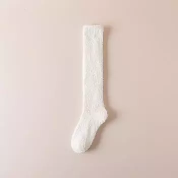 Female Autumn and Winter Add Velvet To Thicken Home Floor Sleep Month Son Keep Warm Not To Drop Hair Coral Velvet Calf Socks 1 pair