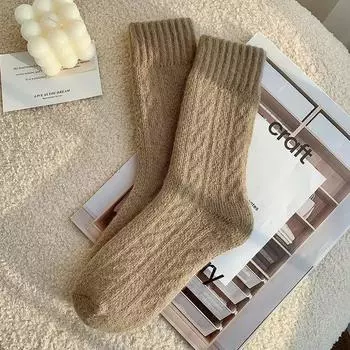 Female Autumn and Winter Plus Velvet and Thick Hair Ring Warm Lovely Tube Sleep Socks 1 pair