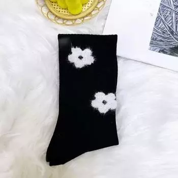 Female Autumn and Winter Warm and Sweet Striped Cashmere Tube Socks 1 pair