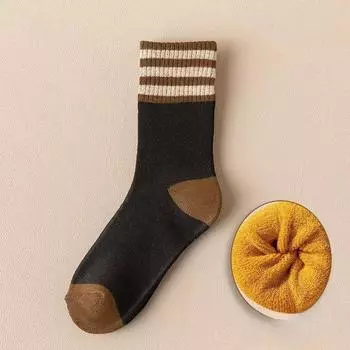 Female Autumn and Winter Wool Ring Thick Plush Warm Floor Long Socks 1 pair