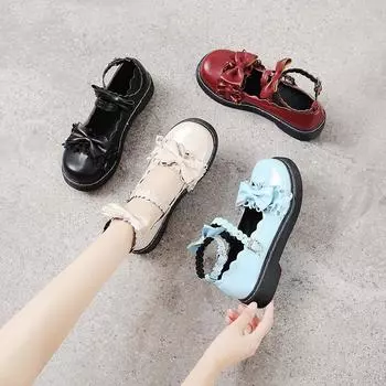 Female Cute Japanese Retro Soft Girl Lolita New Small Leather Shoes Student Lolita Shoes 40 чёрный