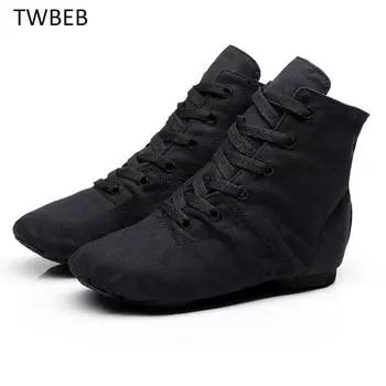 Female Dancing Shoe Black Red White Green Ivory Khaki Pink Blue Athletic Women Boys Girls High Help Canvas Jazz Dance Shoes 34 белый