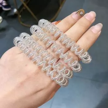 Female Fashion Small Ball Telephone Line Rubber Band Hair Ring Hair Rope белый