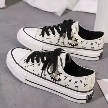 Женская обувь Canvas Rock Lace Up Low Женская обувь Корейская мода 2024 Роскошные предложения Стильная новинка с акцией Y2k AH 35
