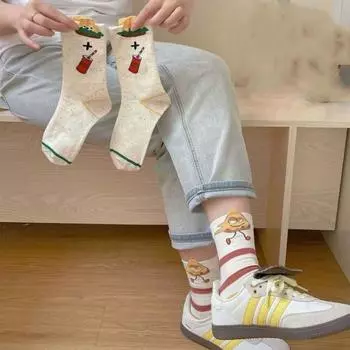 Female Hosiery Cartoon Chips Hamburger Ankle Socks Letter Women s Summer Cartoon Socks Lady Style 2